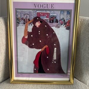Vogue Winter Fashion Art Print with Gold Frame